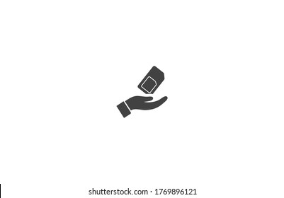 sim card in hand icon , lorem ipsum Flaches Design