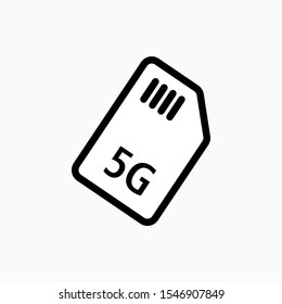 Sim Card Icon. 5G Chip  Illustration. Applied as Trendy Symbol for Design Elements, Websites, Presentation and Application - Vector. 