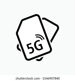 Sim Card Icon. 5G Technology Symbol for Design, Presentation, Website or Apps Elements - Vector.  Logo Template.