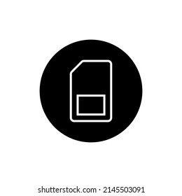 Sim-Karte-Symbol auf schwarz-rund