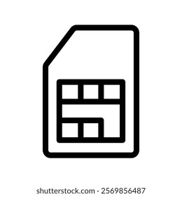 Sim card icon Black and white outline vector