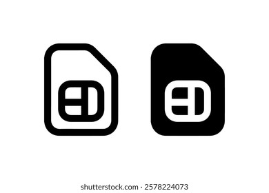 SIM Card Icon in Black and White Vector