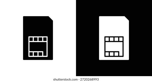 Icono de tarjeta SIM. Icono de diseño plano simple en blanco y negro