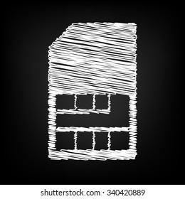 Sim card icon with chalk effect 