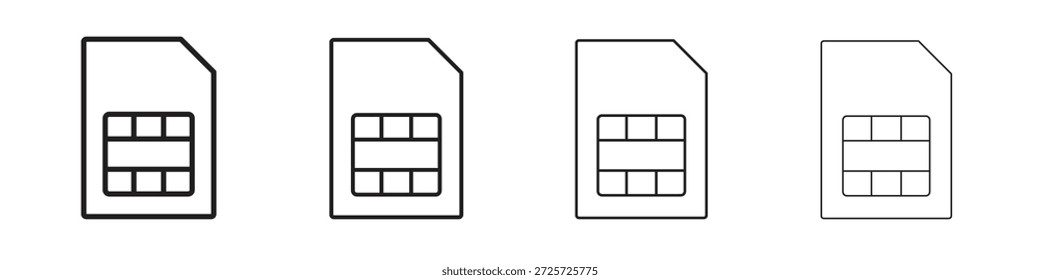 Concepto de icono de tarjeta SIM. Símbolo de línea delgada. Vector de estilo de contorno simple