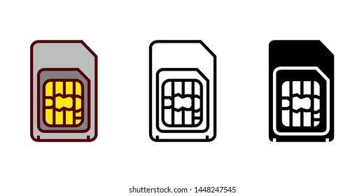 Sim Card Icon in Different Color and Style