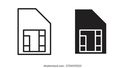 Icono de tarjeta SIM en estilo doodle y stroke.