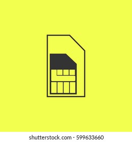 Sim card icon flat. Black pictogram on white background. Vector illustration symbol and bonus button