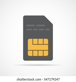 SIM card icon in flat design. Vector Illustration. Gray smart-card icon isolated on light background.