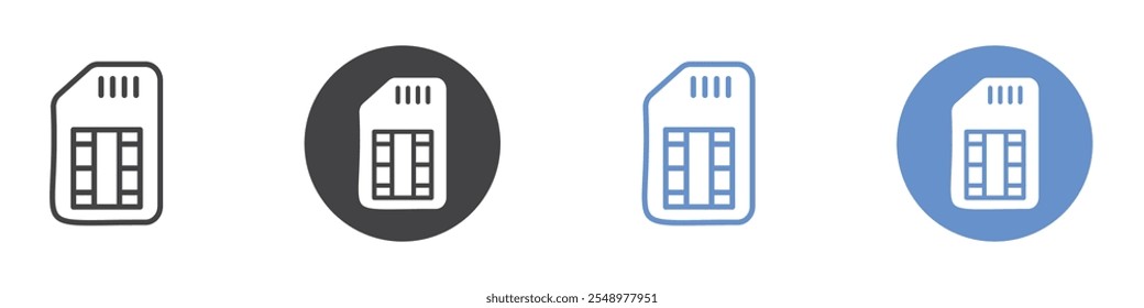 Símbolo de linha plana do ícone do cartão SIM definido.