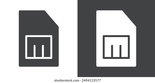 sim card icon Flat set in black and white color outline vector