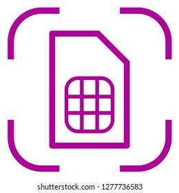 Sim card icon in focus. White background