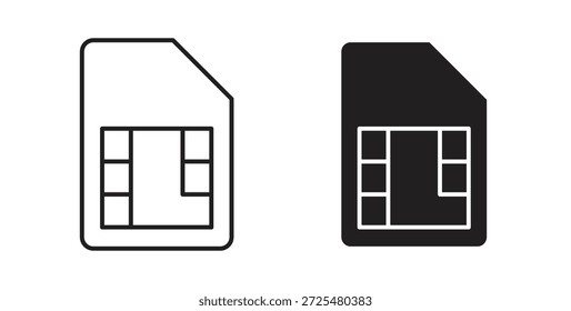 Icono de la tarjeta de Sim con el glifo y la línea. iconos negros del vector para el Web UI