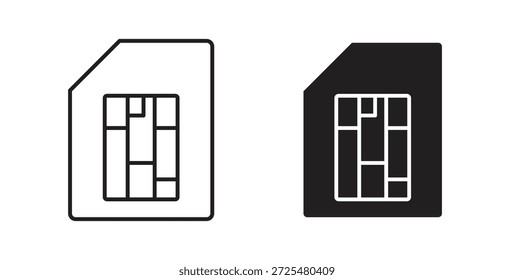 Icono de la tarjeta de Sim con el glifo y la línea. iconos negros del vector para el Web UI