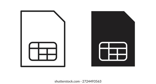 Ilustración de icono de tarjeta Sim, Vector de línea delgada, signo de Diseño web,