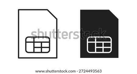 Sim card icon illustration, thin line vector, web design sign,