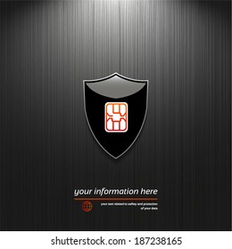 sim card icon, image on the shield, design background