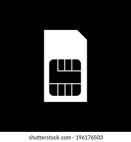 Sim Card Icon Isolated on Black Background