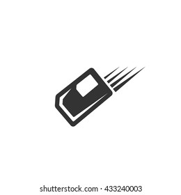 SIM card icon isolated on a white background. Logo silhouette design template. Simple symbol concept in flat style. Abstract sign, pictogram for web, mobile and infographics - stock vector