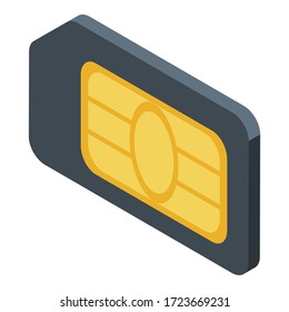 Sim card icon. Isometric of sim card vector icon for web design isolated on white background