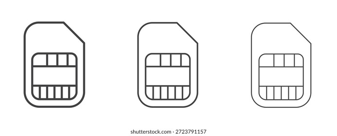 Sim-Kartensymbol im Linienart-Doodle-Stil. Bearbeitbares Konturumrisszeichen, eps 10