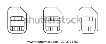 Sim card icon in line art doodle style. Editable stroke outline sign, eps 10