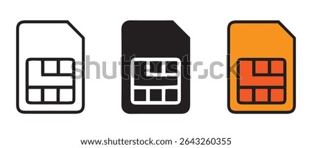 Sim card icon. Line, glyph and filled outline colorful version, mobile telephone card outline and filled vector sign. Communications symbol logo illustration.