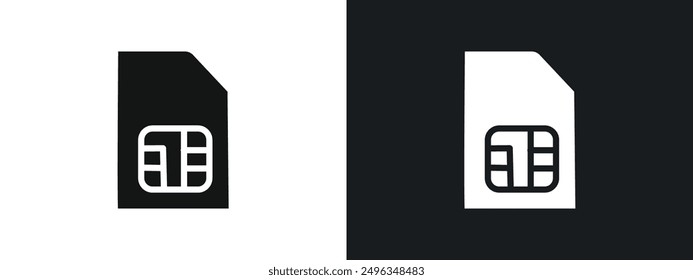 sim card icon linear graphics set vector in black