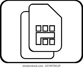 Sim card icon. Linear icons of sim cards. Simple icons of sim cards of mobile phones.Communications symbol logo illustration,icon symbol.Mobile Cellular Phone Sim Card Chip Isolated on Background.