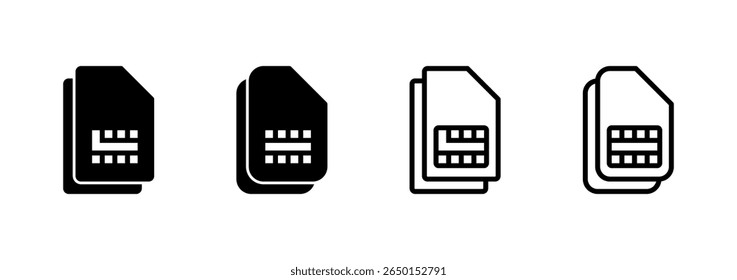 Ícone do cartão Sim design do logotipo. símbolo e sinal de cartão duplo sim