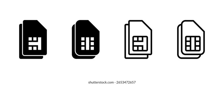 Ícone do cartão Sim design do logotipo. símbolo e sinal de cartão duplo sim