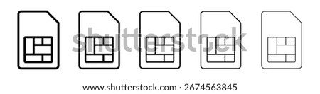 Sim card icon logo in stroke lines collection