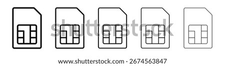 Sim card icon logo in stroke lines collection