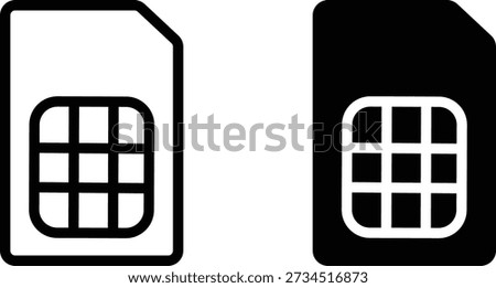 Sim card icon for mobile connection, dual sim technology and cellular network.