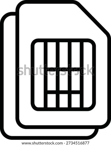 Sim card icon for mobile connection, dual sim technology and cellular network.
