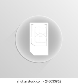 sim card icon on a white button with shadow 