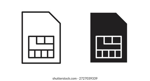 Icono de tarjeta SIM sobre fondo blanco. Icono de Vector de acciones