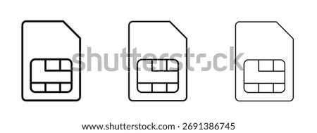 Sim card icon in outline stroke style symbol.