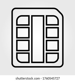 Icono de tarjeta SIM, signo de vector de contorno, pictograma de estilo lineal aislado en blanco. Símbolo, ilustración del logotipo. Trazo editable. Ilustración vectorial Eps10.