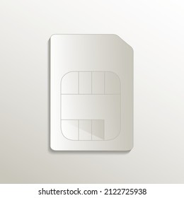 Sim card icon, card paper 3D natural vector