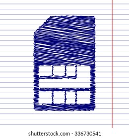 Sim card icon with pen and school paper effect 