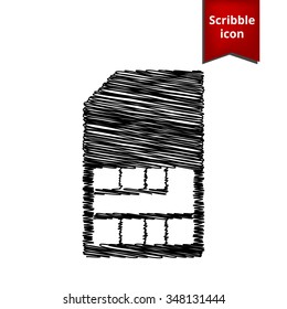 Sim card icon with pen and school paper effect. Scribble icon for you design. 