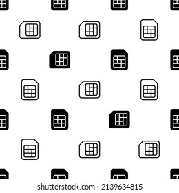 Sim Card Icon Seamless Pattern, Simcard, Cell, Mobile Phone Chip Card Vector Art Illustration