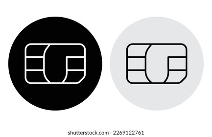 Sim card icon set in black and white color. Sim card icon. Line, glyph and filled outline colorful version, mobile telephone card outline and mobile chip sign. Communications symbol logo illustration.