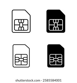 sim card icon set color editable on white background 