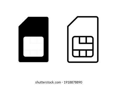 Sim card icon set. dual sim card icon vector