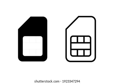 Sim Card Icon Set. Dual Sim Card Icon Vector