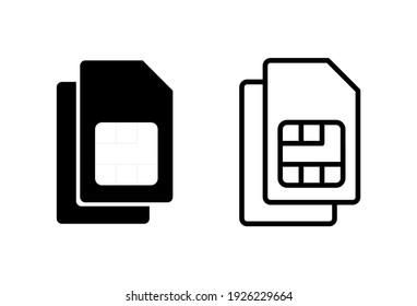 Sim card icon set. dual sim card icon vector