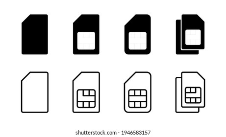 Sim card icon set. dual sim card icon vector