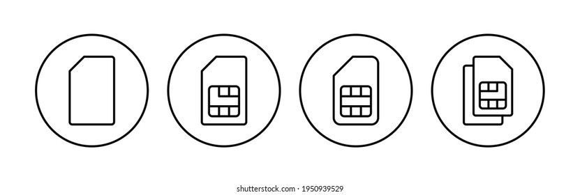 Juego de iconos de tarjeta SIM. vector de icono de tarjeta sim dual